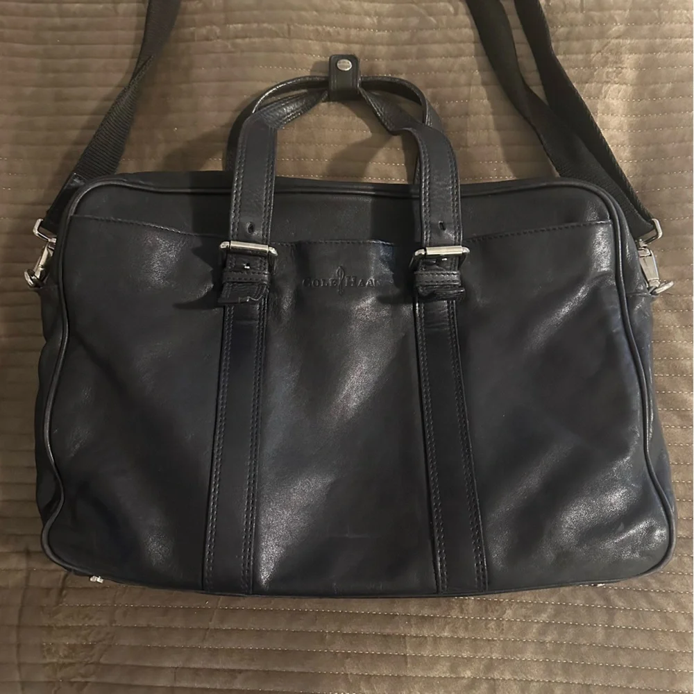 Cole Haan Black Leather Laptop Convertible Bag